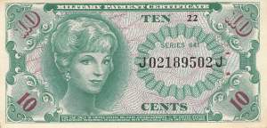 USA MPC Series 641 p.M58 10 Cents 1965 XF